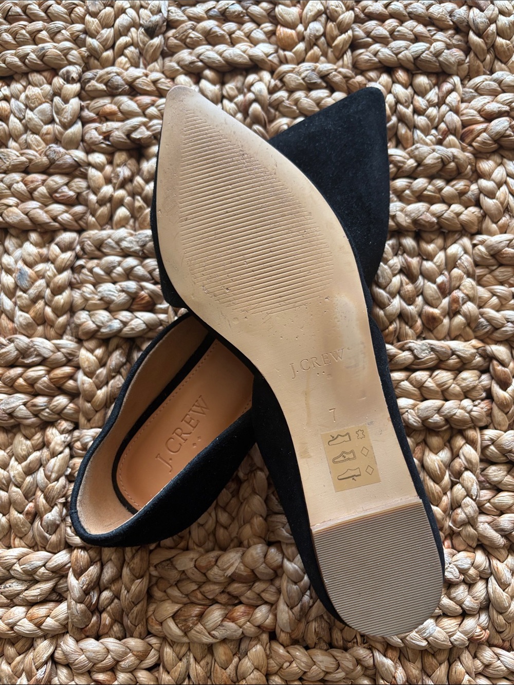 J. Crew Black Suede Pointed D'Orsay Flats - Women's size 7 - Picture 3 of 4